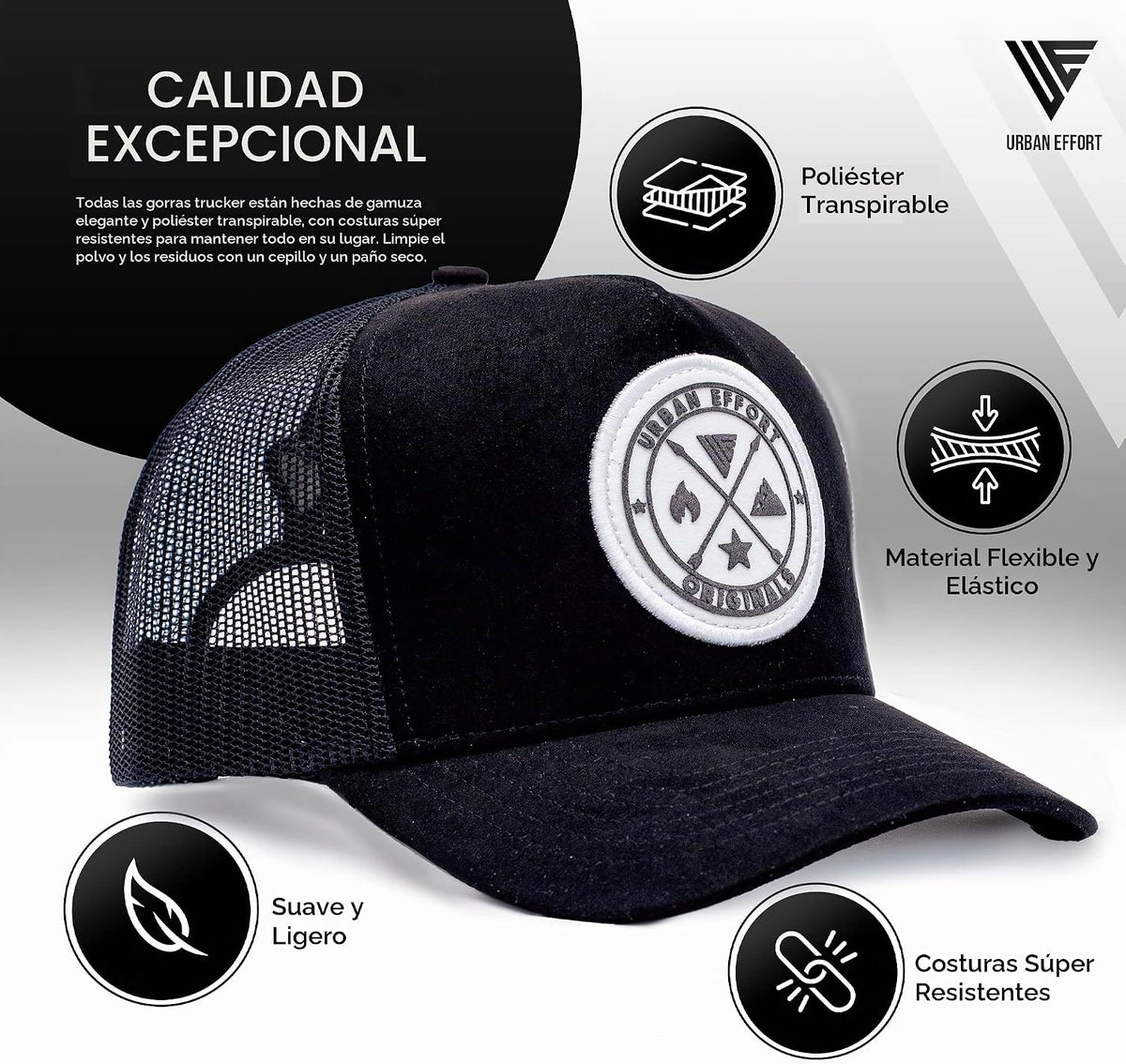 Urban Effort Trucker Hat para hombre – Gorra de béisbol con parte t...