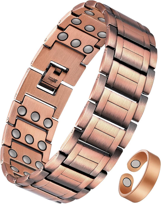 Pulsera de cobre para hombre Feraco, 3 veces más fuerte, pulseras m...