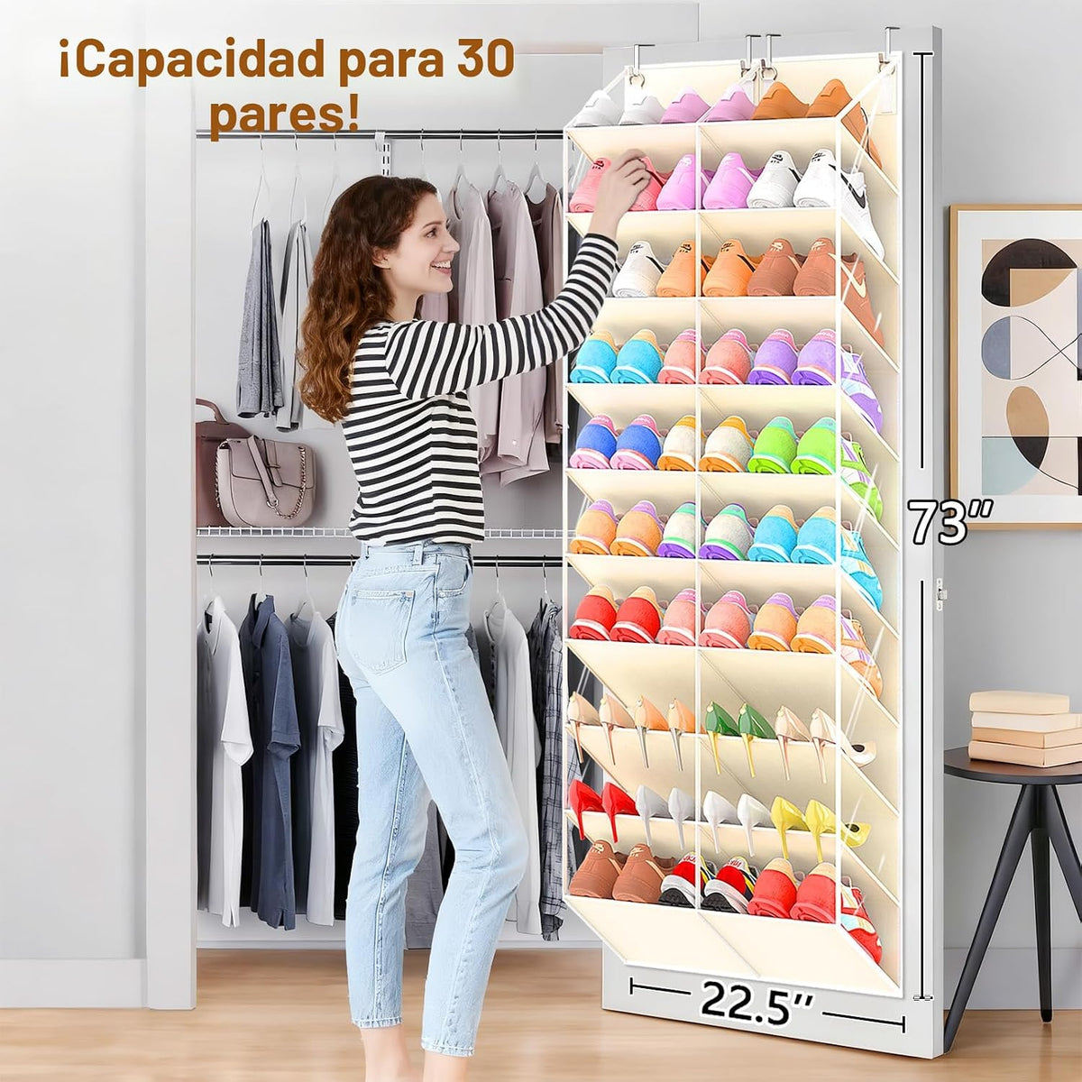UVIAHOMI - Organizador de zapatos para puerta de 20 a 30 pares, est...