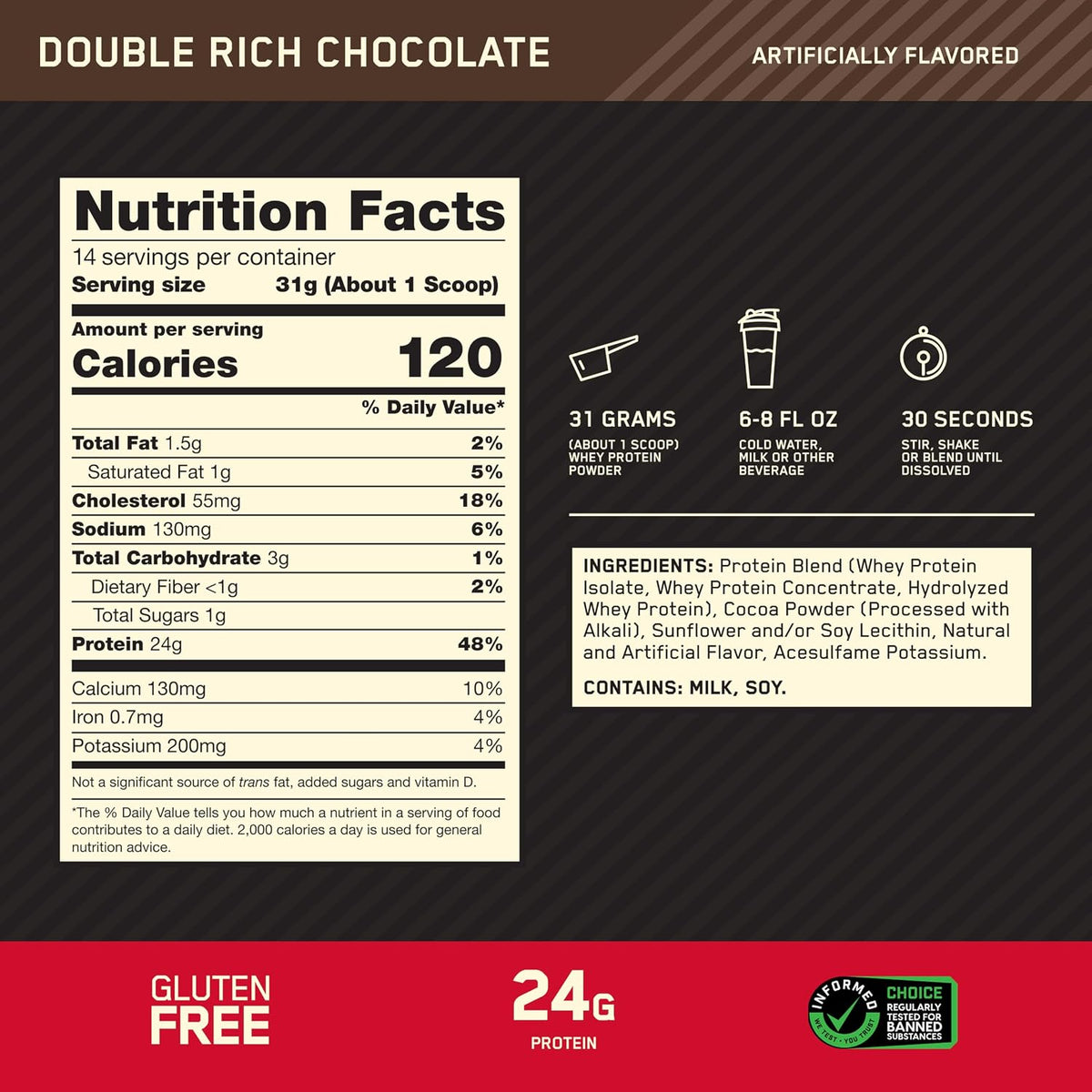 Optimum Nutrition Gold Standard 100% proteína de suero en polvo, ch...