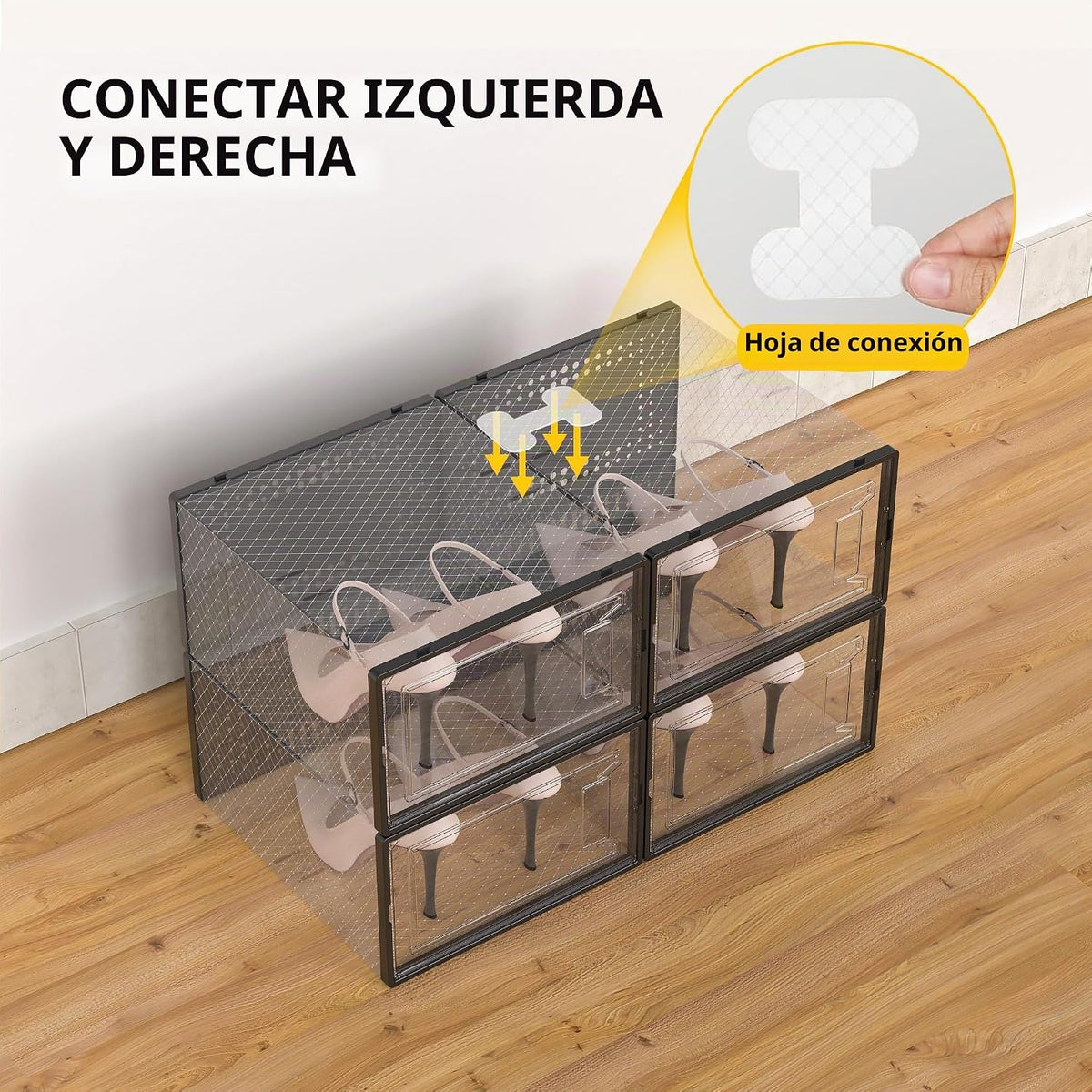 Paquete de 12 cajas de almacenamiento de zapatos apilables de plást...