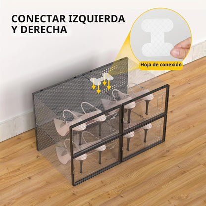 Paquete de 12 cajas de almacenamiento de zapatos apilables de plást...