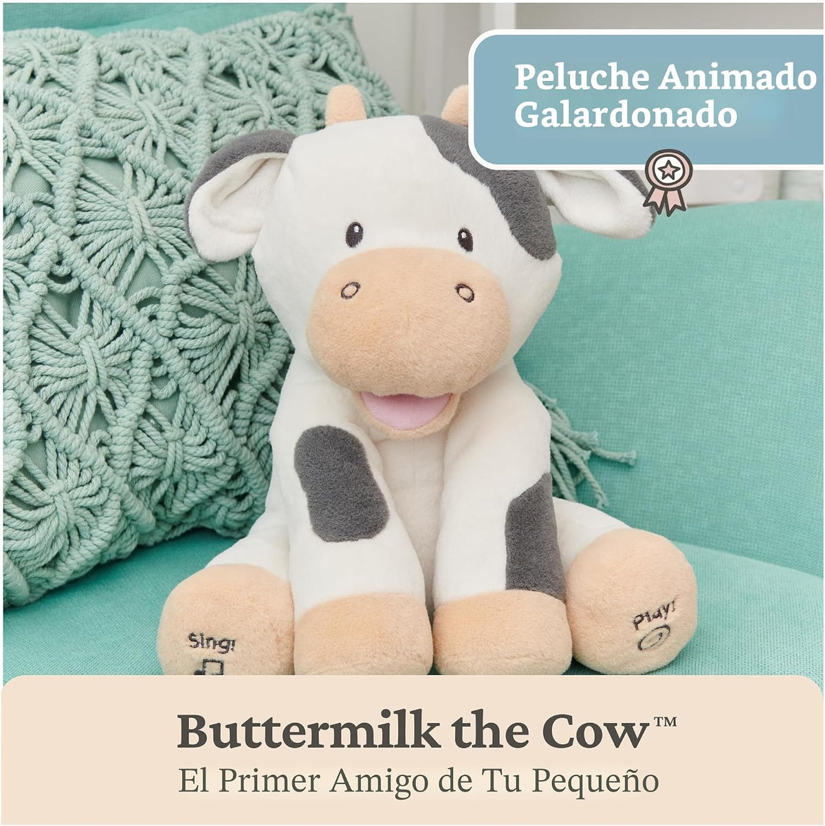 GUND Baby Buttermilk Cow Juguete musical interactivo animado para b...