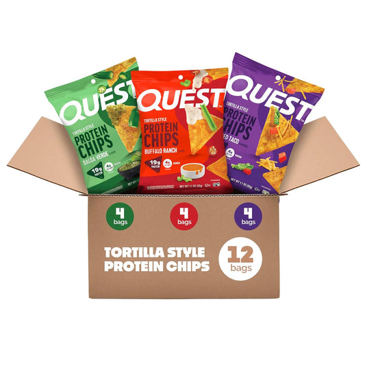 Quest Nutrition Tortilla Protein Chips, paquete variado de día del...