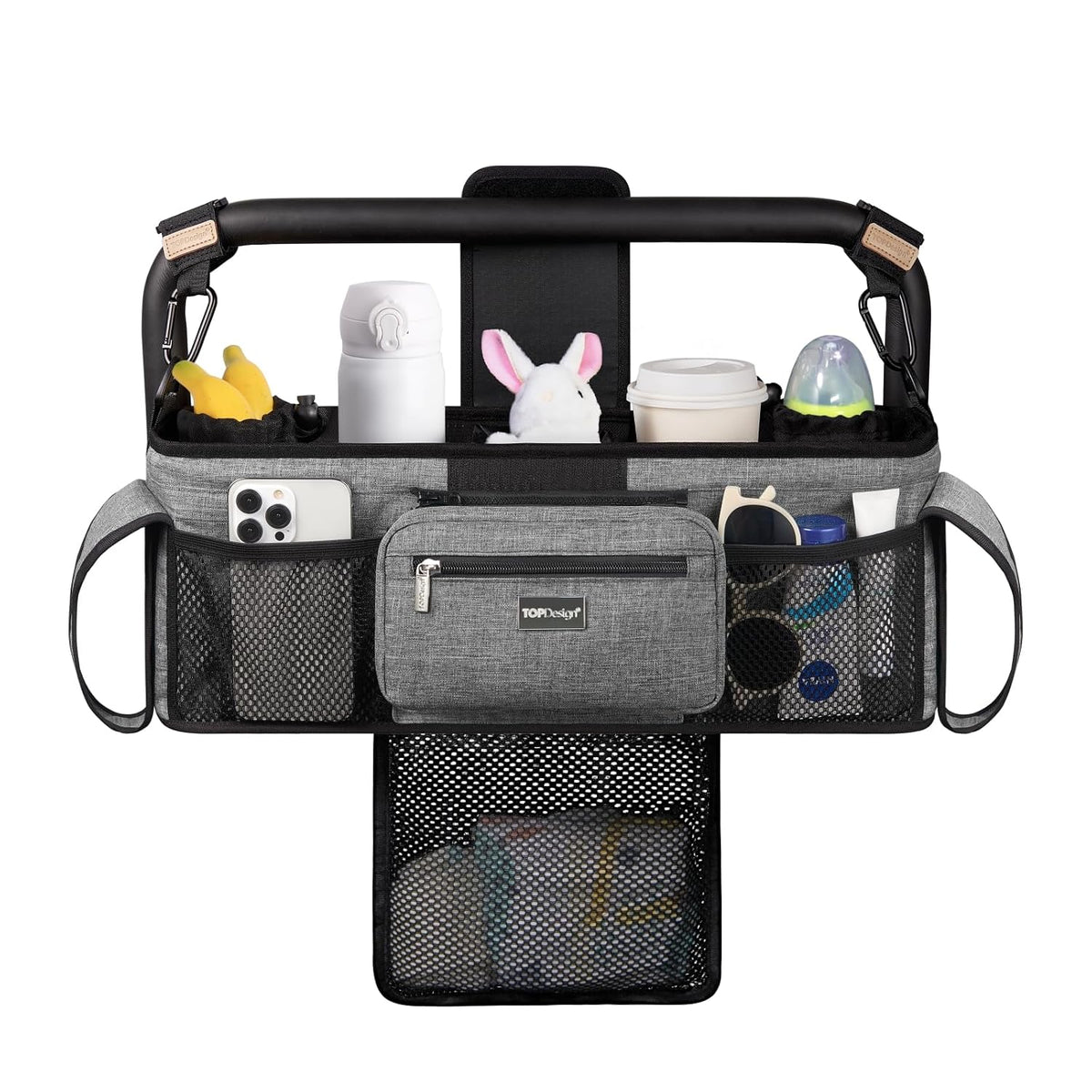 TOPDesign Organizador universal para cochecito de bebé, caddy para...