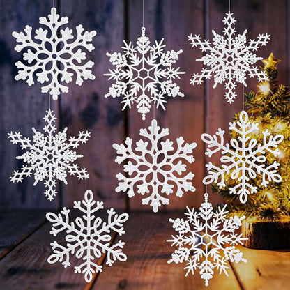 Adornos grandes de copos de nieve para decoración de árbol de Navid...