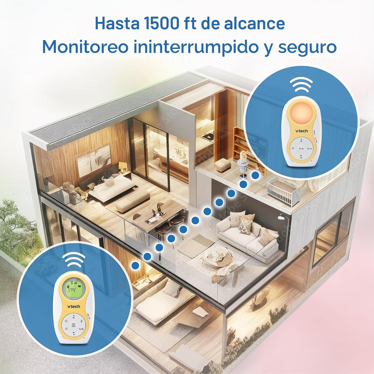 VTech Monitor de audio digital para bebés con hasta 1500 pies de al...