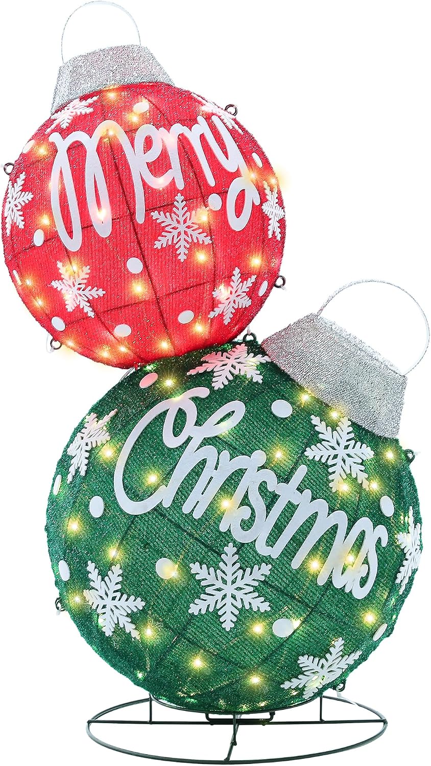 Adornos de bolas de Navidad grandes 3D iluminadas con temporizador...