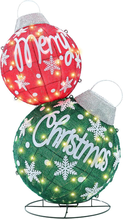 Adornos de bolas de Navidad grandes 3D iluminadas con temporizador...