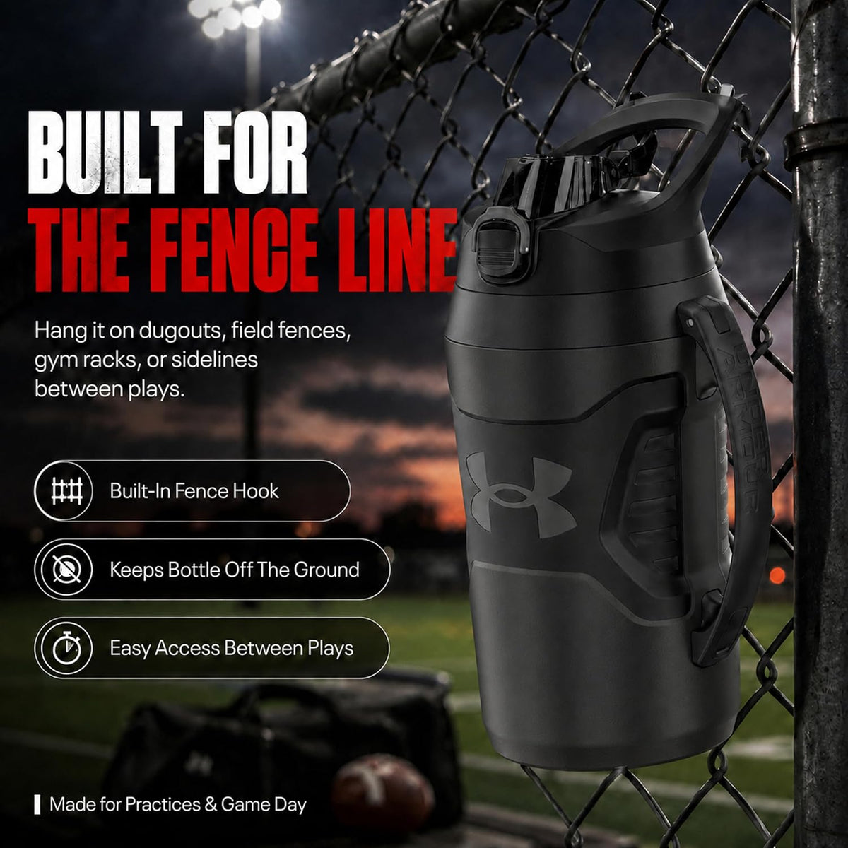 Under Armour Botella de agua aislada con asa y gancho para cerca, j...
