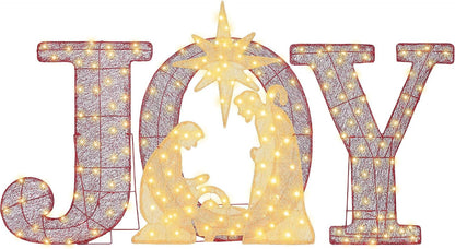 Decoración de letrero de alegría iluminado de Navidad con temporiza...
