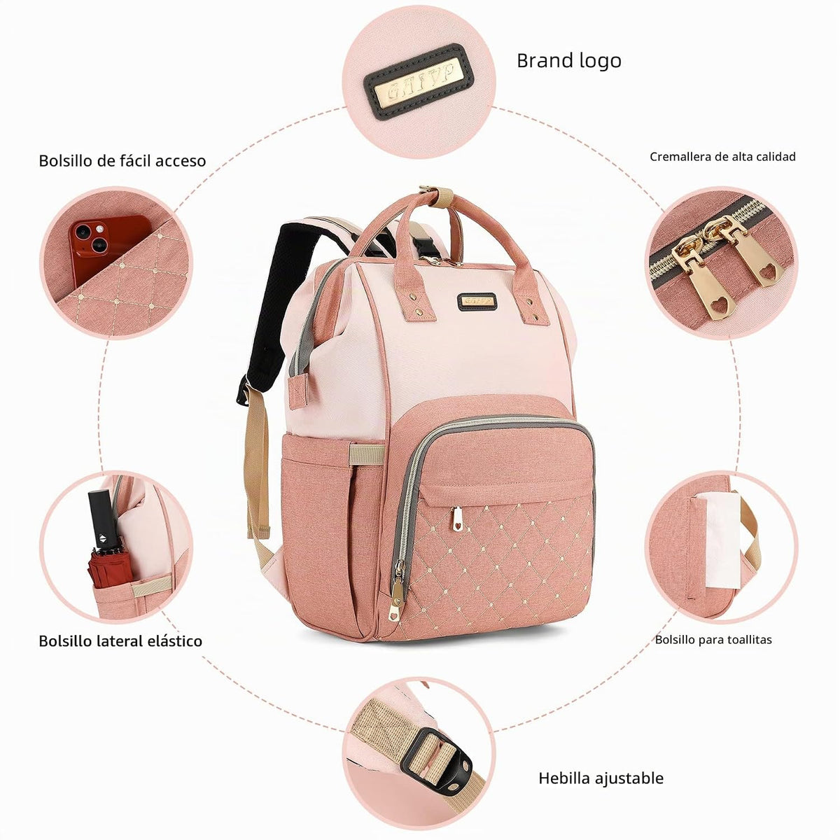 Mochila para pañales, bolsas de pañales para bebés, niñas y niños,...
