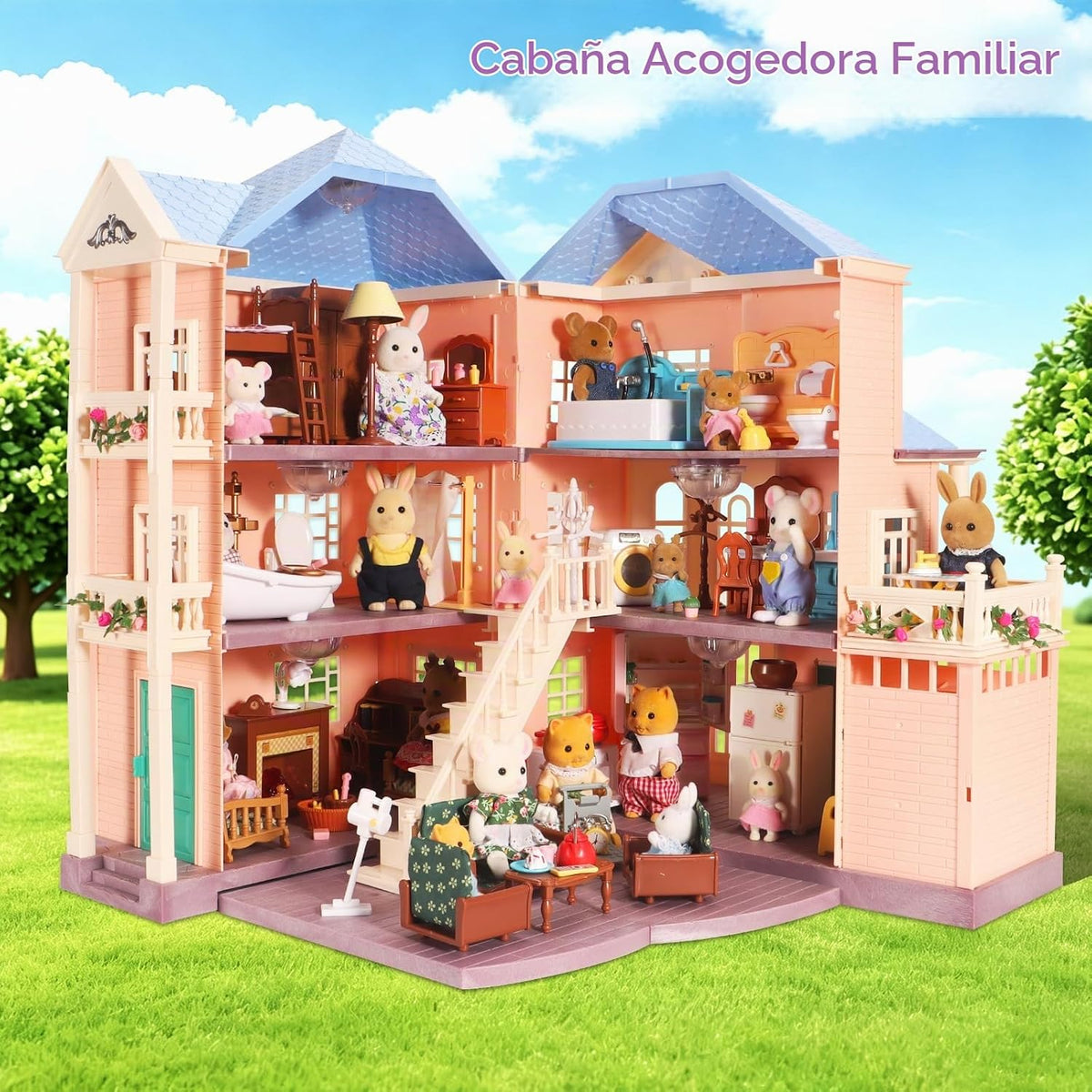 BananMelonBM Kid Toys Family Cozy Cabin Country Home Playset | Mueb...
