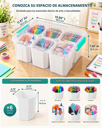 EOENVIVS Bolsa de almacenamiento transparente con 6 insertos altos,...