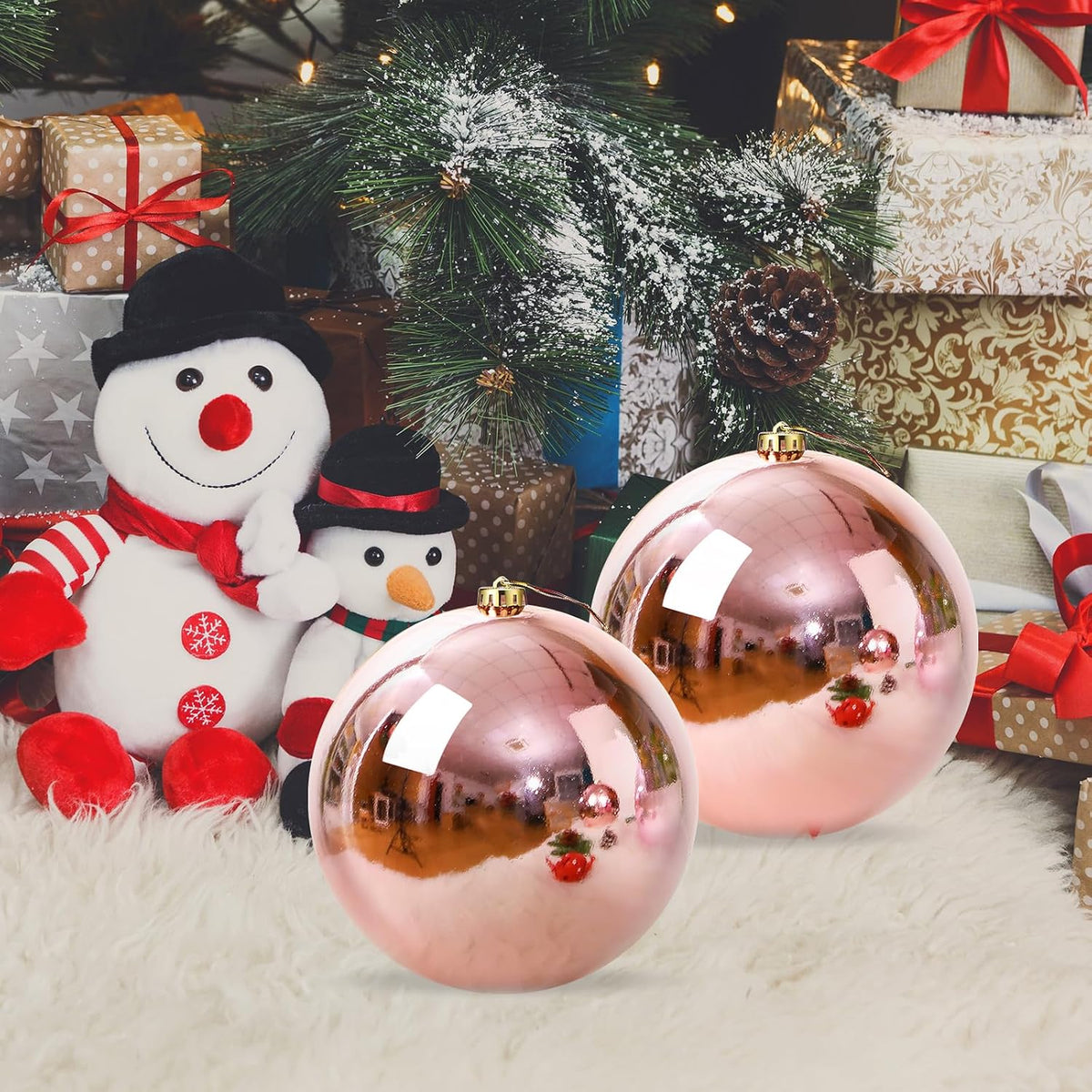 Zubebe - 4 bolas de adornos de Navidad grandes de 8 pulgadas de oro...