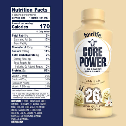 Core Power Fairlife - Batidos de leche de proteína de 0.92 oz, list...