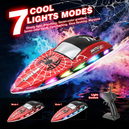 Barco RC para niños Barco de control remoto 2.4Ghz con 7 luces LED...