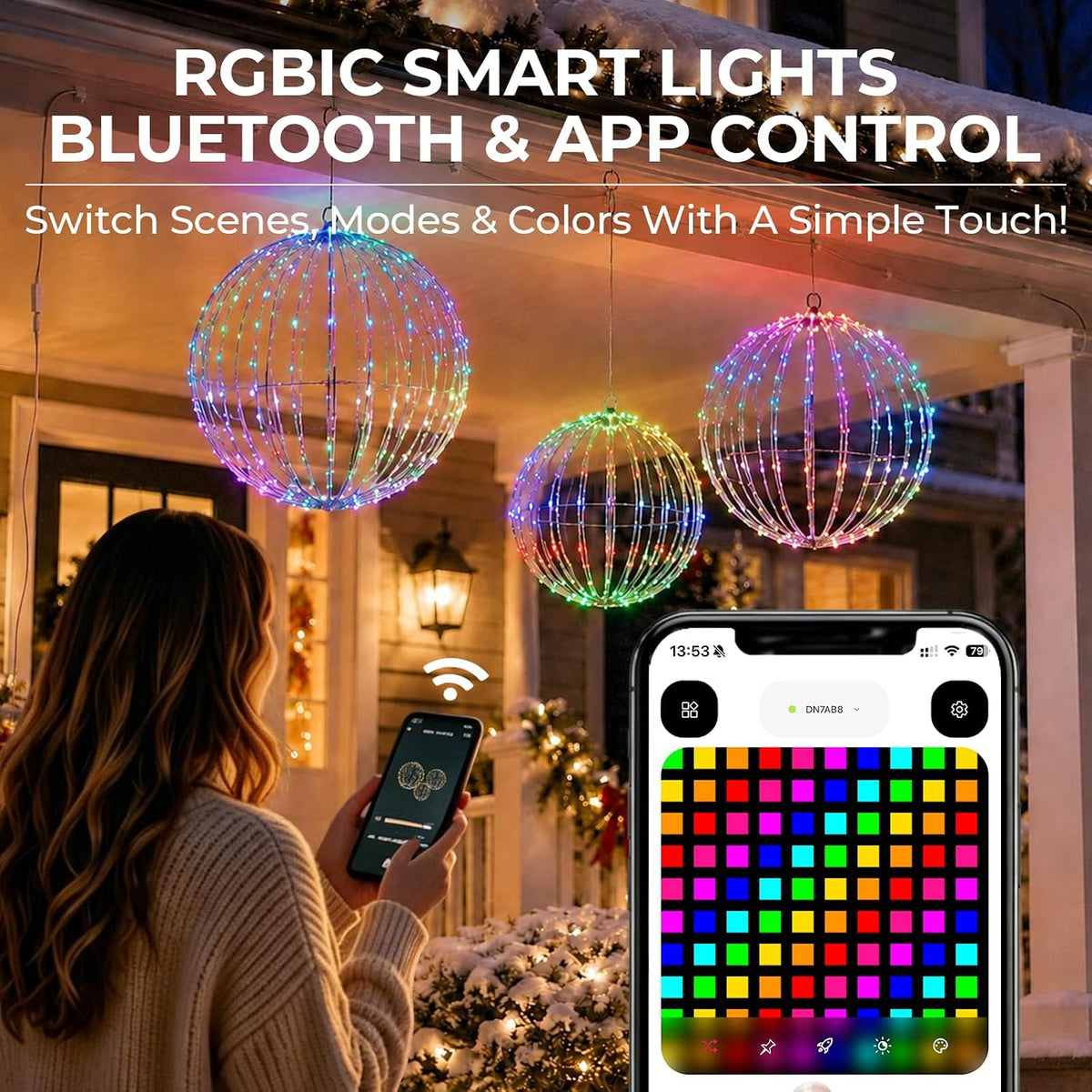 Starfree 3 bolas grandes plegables de Navidad LED RGB de 19 pulgada...