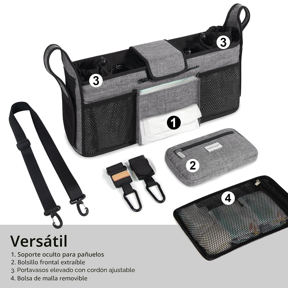TOPDesign Organizador universal para cochecito de bebé, carrito dob...