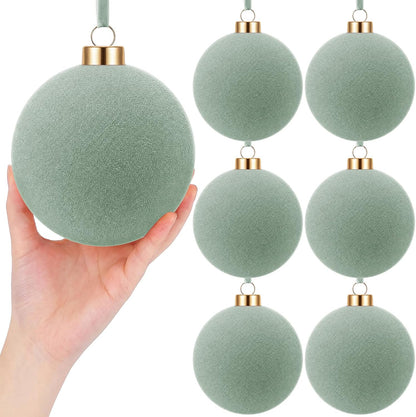 6 adornos grandes de terciopelo de Navidad de 4 pulgadas | Esferas...