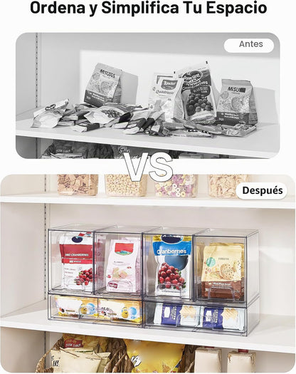 Vtopmart Juego de 3 cajones de almacenamiento apilables transparent...