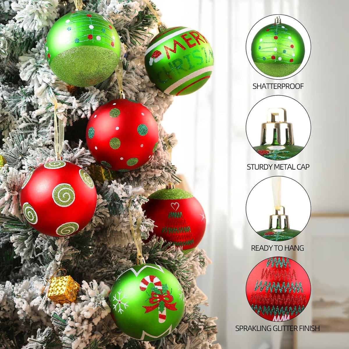 Lanpn 6 adornos grandes de Navidad para exteriores de 4 pulgadas, d...