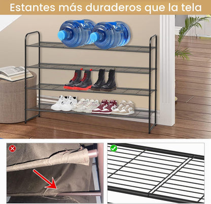 KEETDY Zapatero largo de 4 niveles para armario, organizador de zap...