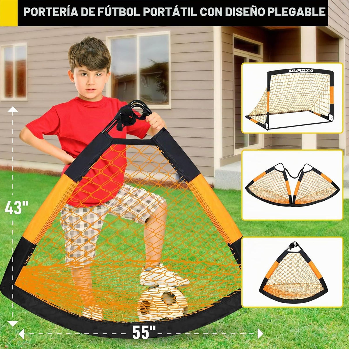 Portería de fútbol, juego de porterías de fútbol para niños para pa...