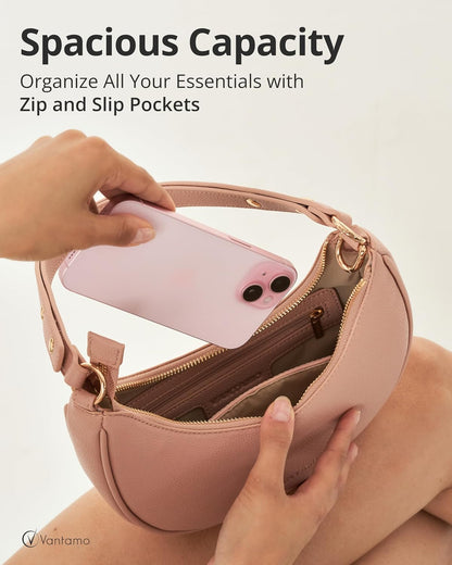 Bolsos Vantamo para mujer con forma de media luna con protección RF...