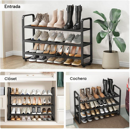 Zapatero de metal expandible para armario, entrada y garaje, 3 nive...