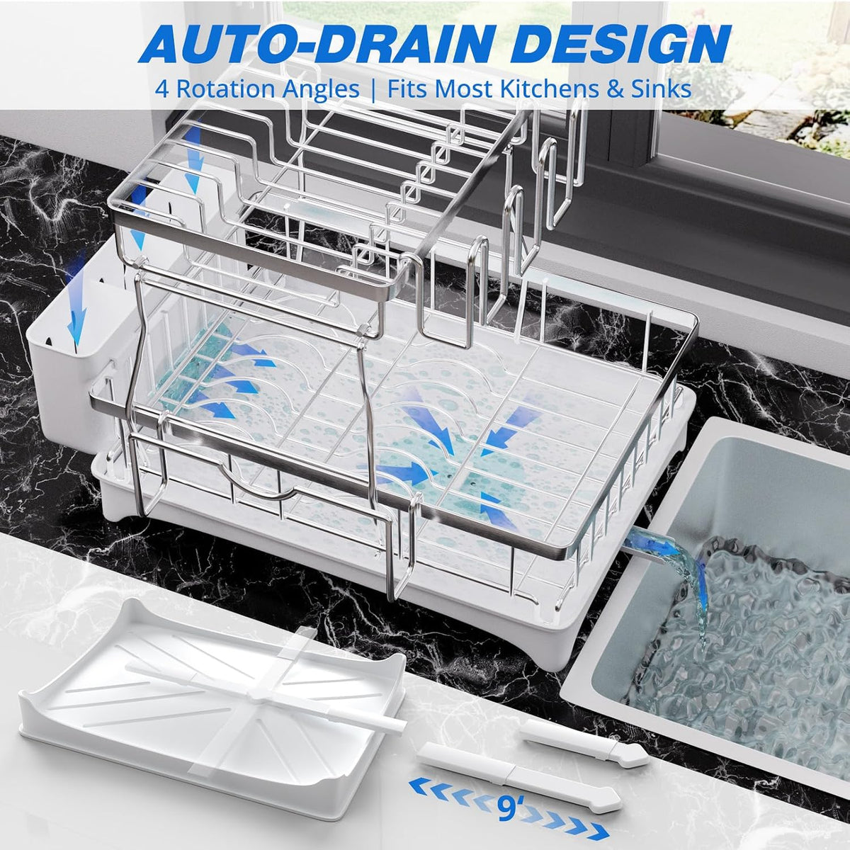 Godboat - Escurridor de platos de 2 niveles, acero inoxidable 304,...