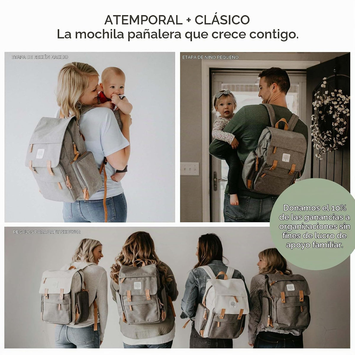 Parker Baby Co. - Mochila para pañales con cambiador, color gris |...