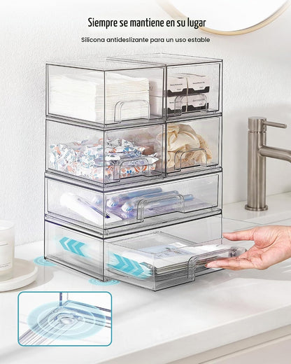 Vtopmart Juego de 5 cajones de almacenamiento apilables transparent...