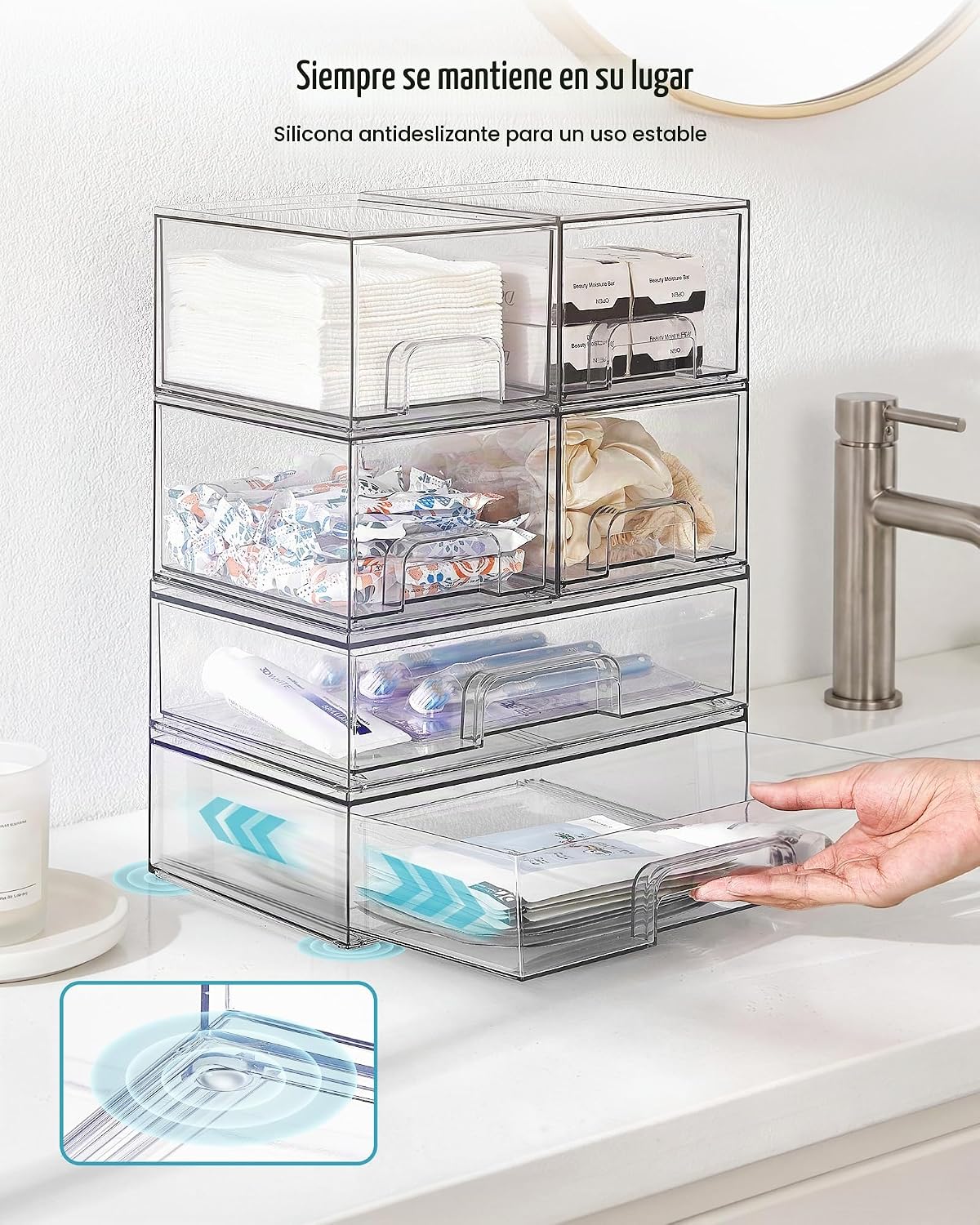 Vtopmart Juego de 6 cajones de almacenamiento apilables, cubos | Ca...