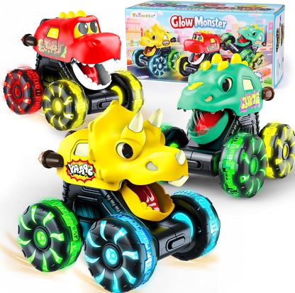 Monster Truck Toys Coches de dinosaurio, autos iluminados para niño...