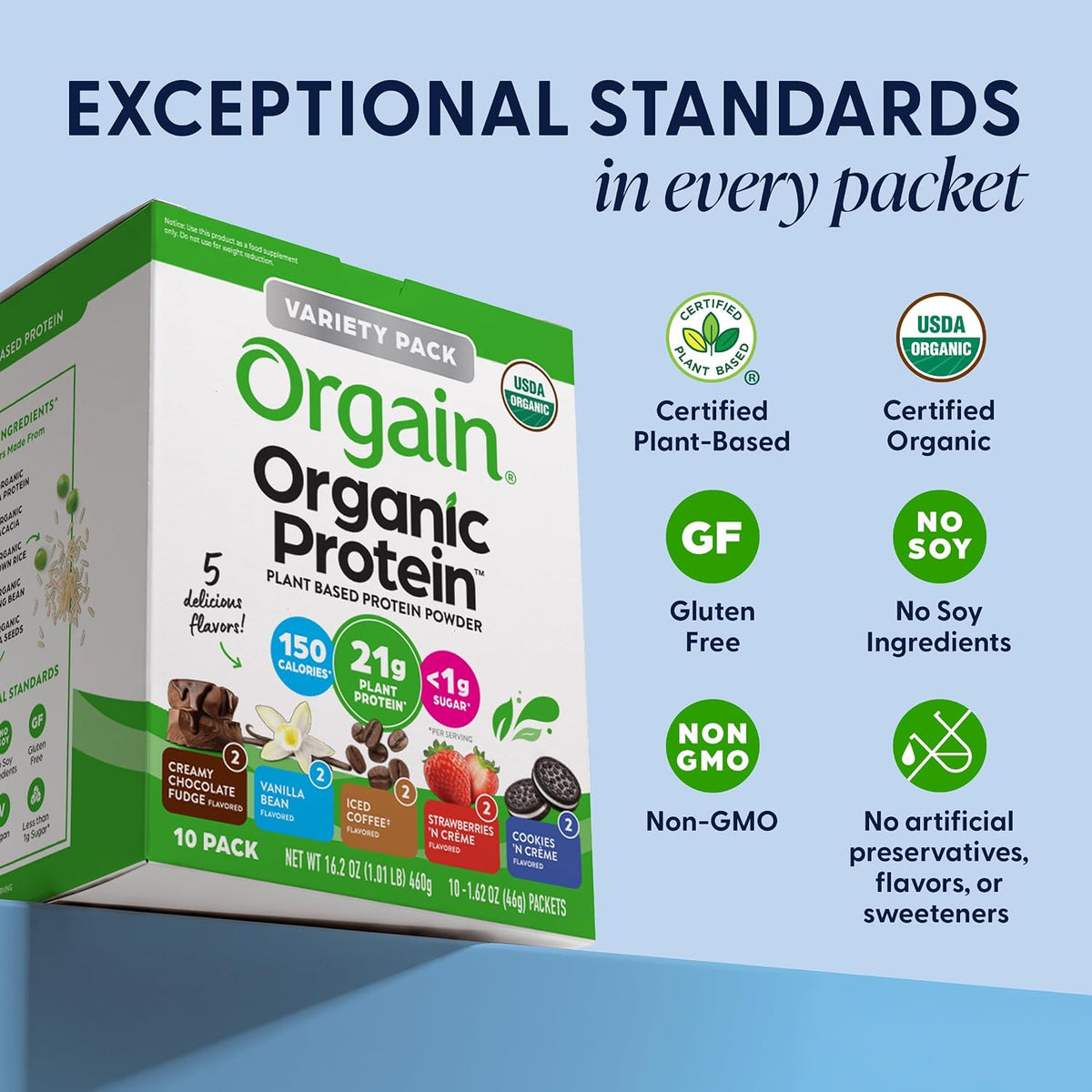 Paquete variado de proteína vegana orgánica en polvo, cinco sabores...
