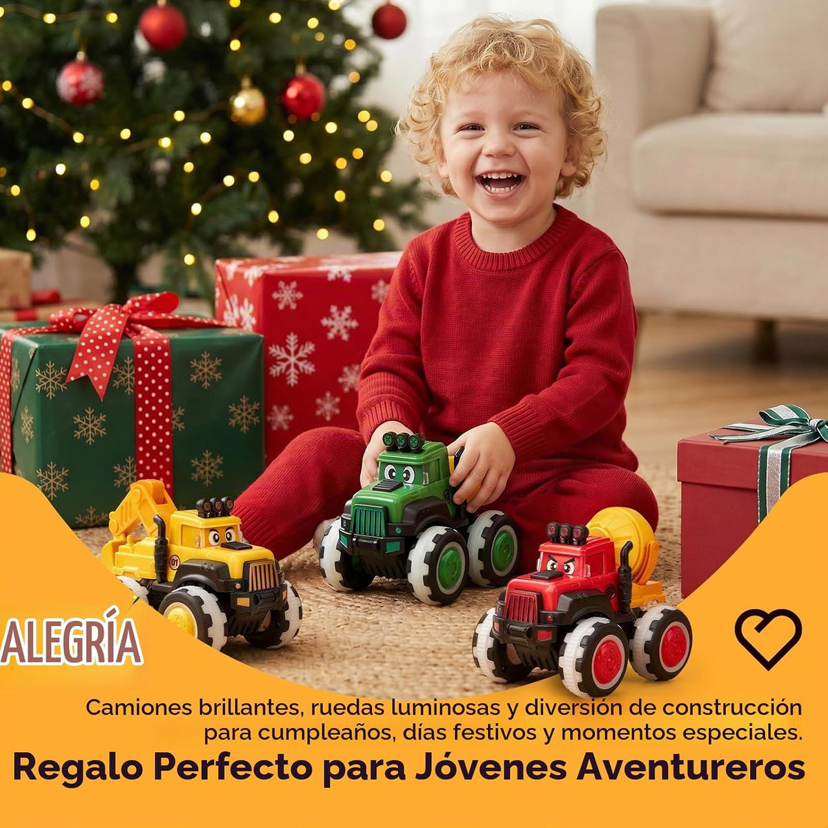 hahaland Paquete de 3 juguetes de camión de construcción monstruo L...