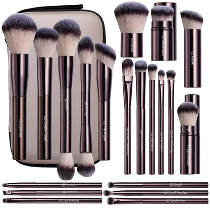 BS-MALL Brocha de maquillaje profesional con estuche de viaje, incl...