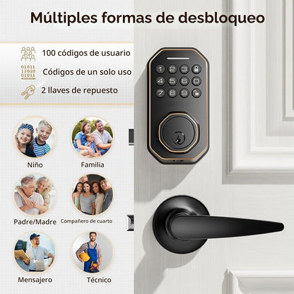Ulecoce Cerradura de puerta de entrada sin llave con juego de manij...