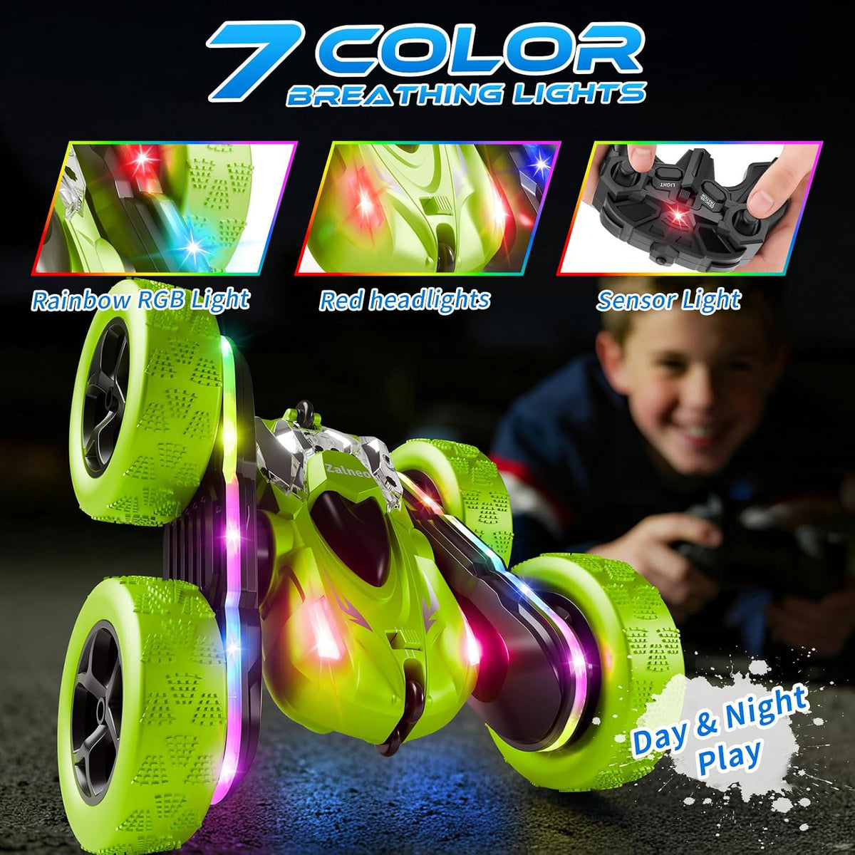 Zalneo - Auto de acrobacias con control remoto \u2013 4WD 360° Flip...