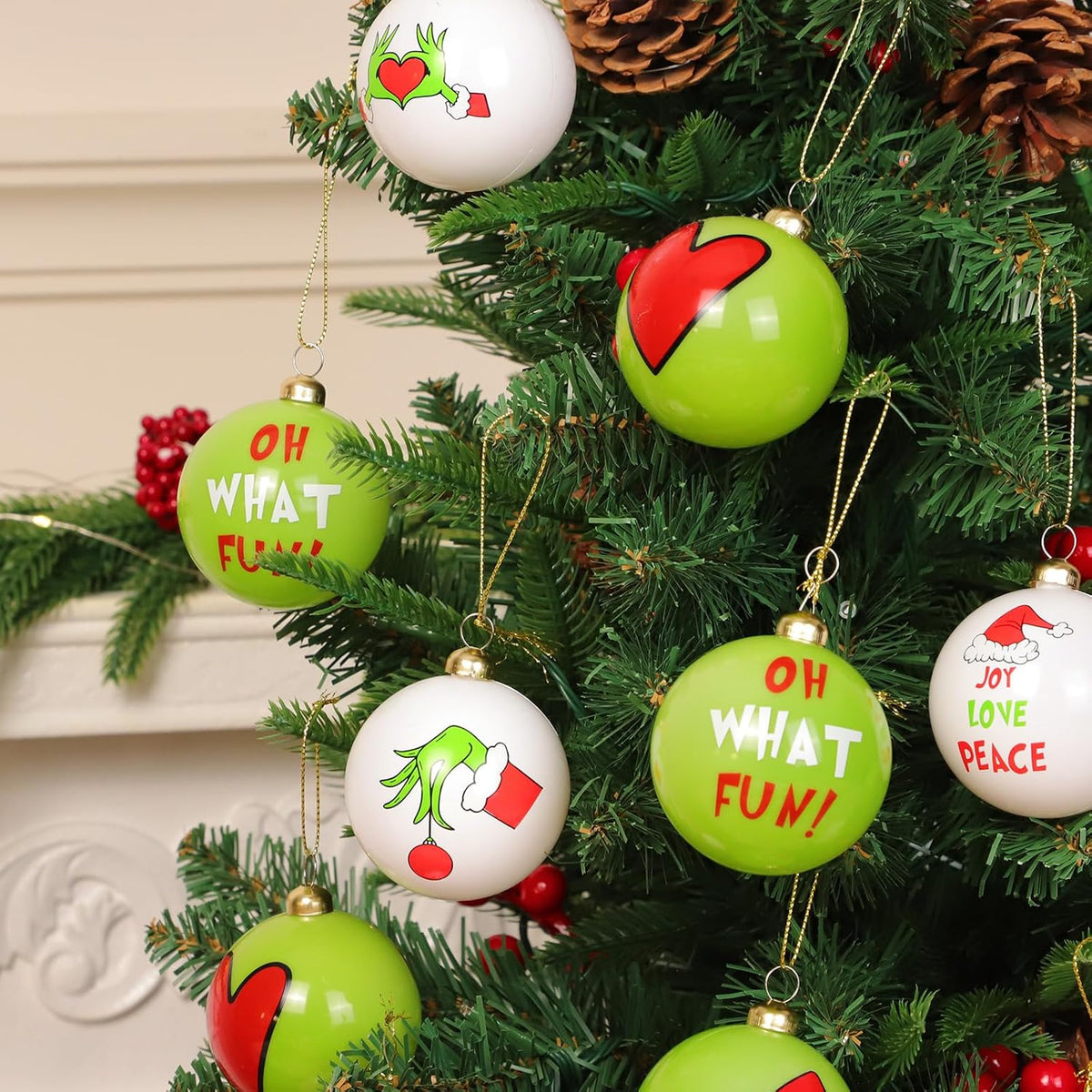 Decoraciones navideñas, juego de 12 adornos navideños verdes y blan...