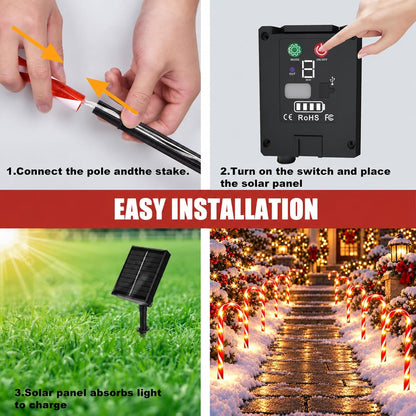 Paquete de 20 luces solares de bastón de caramelo, 21 pulgadas | En...