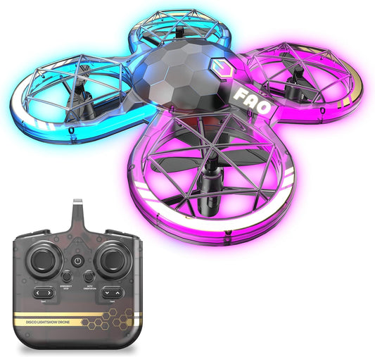 FAO Schwarz Disco Lightshow RC Drone para niños, volante de acrobac...