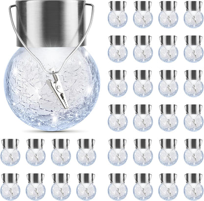 PARTPHONER Paquete de 32 luces solares colgantes para exteriores, l...