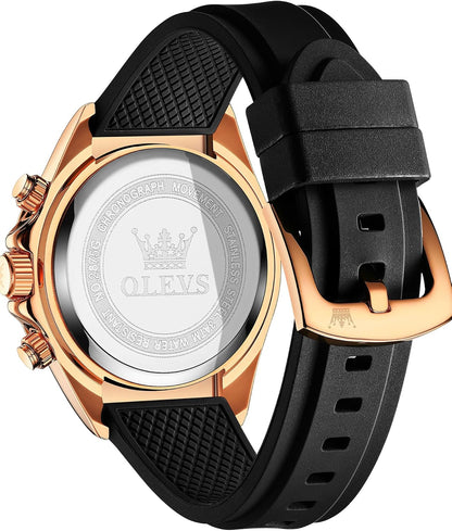 OLEVS Relojes de pulsera analógicos de cuarzo para hombre, cronógra...