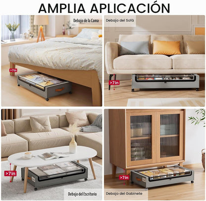 Yecaye Paquete de 4 contenedores de almacenamiento debajo de la cam...