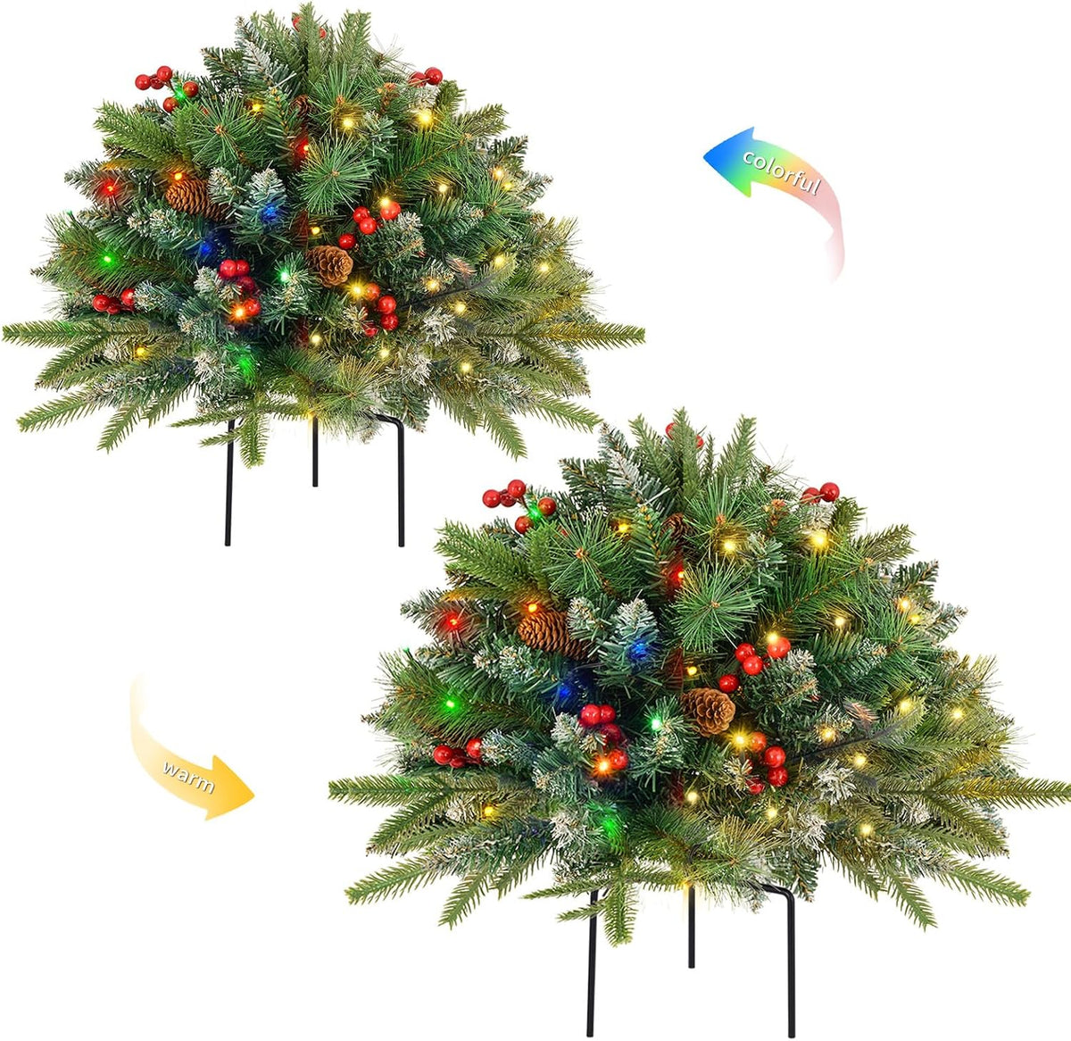 Paquete de 2 urnas artificiales de Navidad, árbol de Navidad preilu...