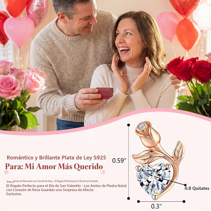 JACUPO Aretes de tuerca con piedra natal de corazón rosa de 0.8 qui...