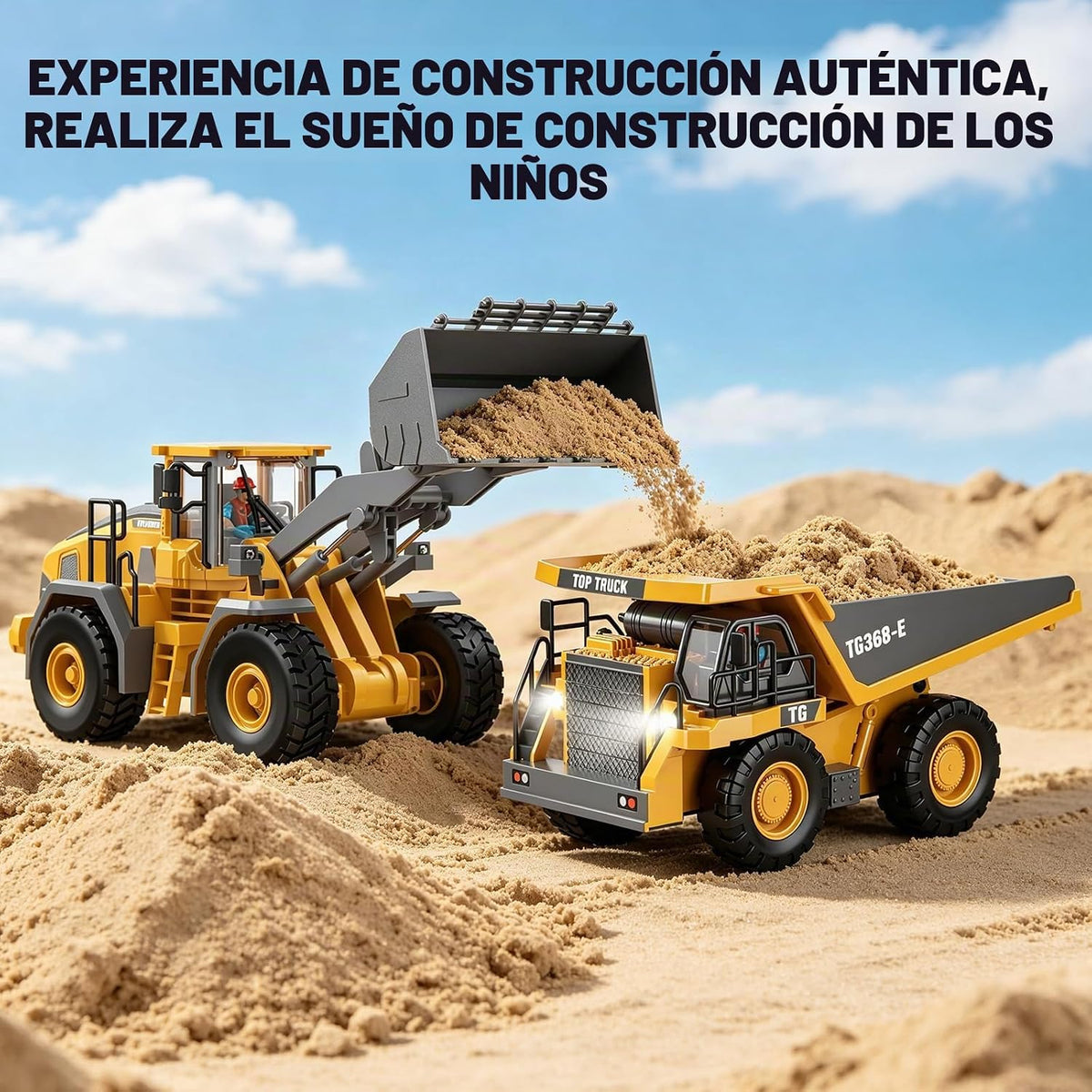 KIDMARKT - Camión volquete RC para niños, vehículo de construcción...