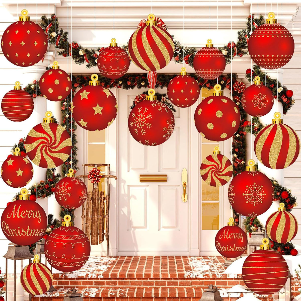 Huwena 24 Piezas Decoraciones de Navidad Exterior Adornos Colgantes...